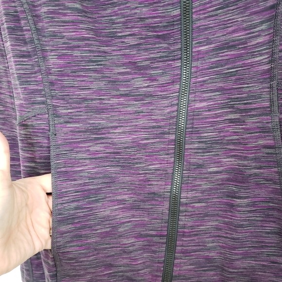 Lucy Purple Zip-Up Jacket Athleisure Jogging Asymmetric Zipper Cowl Neck Sz XS - Picture 3 of 12